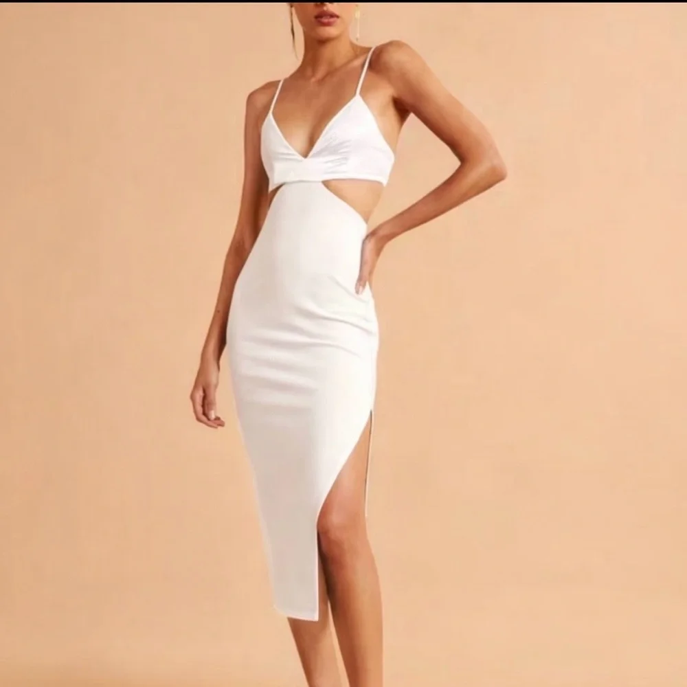 Abercrombie & Fitch Mixed Fabric Midi
White XST Dress NWT - Picture 1 of 6